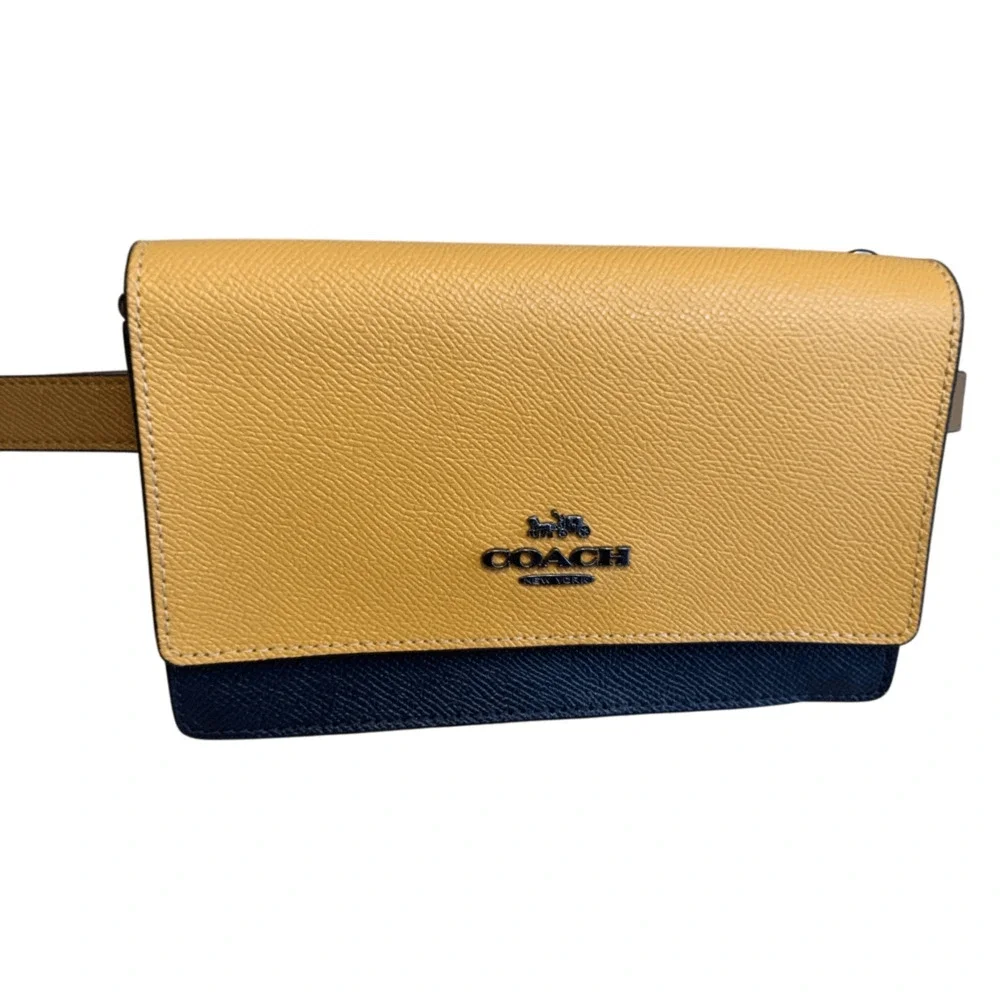 Coach Convertible Belt Bag Yellow Color block Leather Handbag